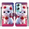 Handgefertigte PU-Leder-Klapphülle für OnePlus Nord N30 SE Rutschfeste Stoßfeste Hülle mit Handschlaufe & Herz/Rose Katze Designs