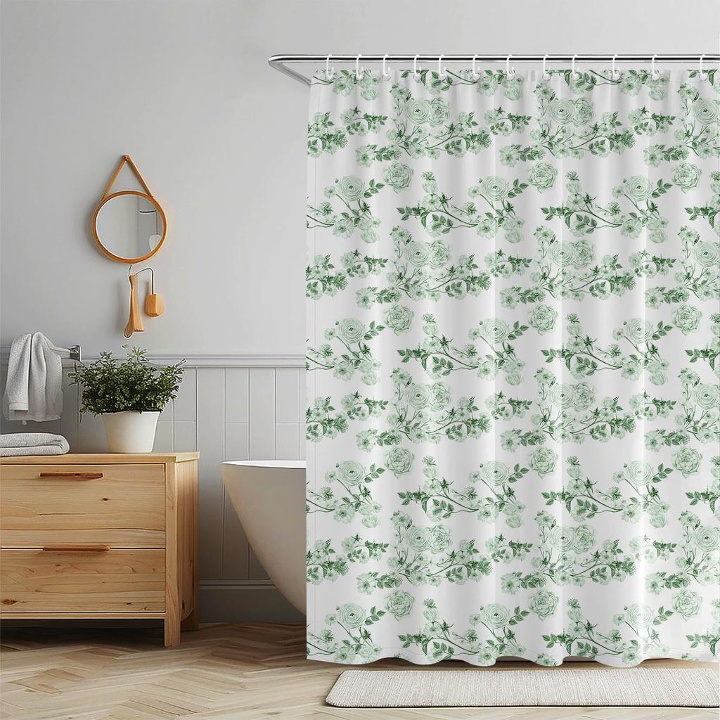 Vintage francouzská sprchová závěs Modrá a bílá látka Koupelnová sprchová závěs Statek Francouzský venkovský koupelnový závěs s háčky