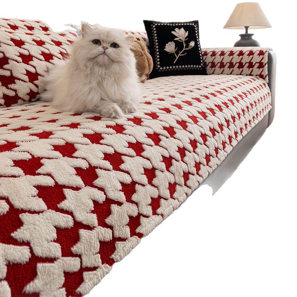 Qianniao Geshu Cotton Velvet Sofa Cushion Winter Thickened Plush Seat Cushion Advanced Light Luxury Non-Slip Leather Sofa Cover Cover Cloth
