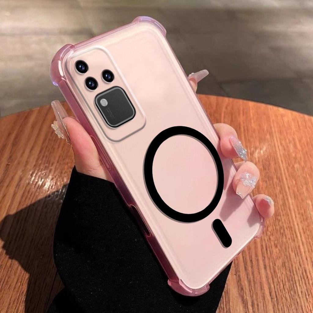 DIY Magnetic Ring Jelly Case for Vivo V30 Pro Anti-Drop 4-Corner Airbag Protection