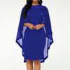 Dress Mesh Stitching Slim-fit Polyester Women Fashion Cape Dress for Banquet
