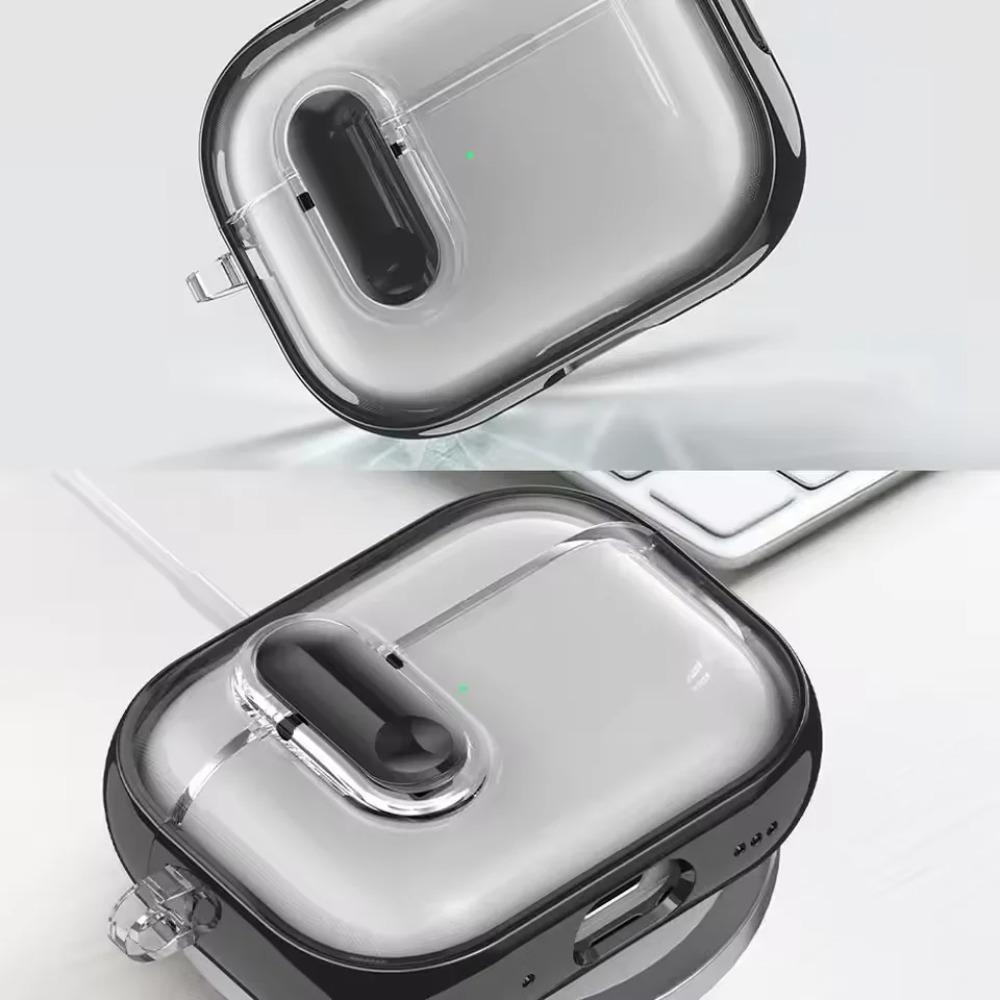 New Coming Transparent Crystal Clear Secure Lock Headphone Earphone Cover For Apple AirPods 4 Pro 3 2 Earphone Case With Hook