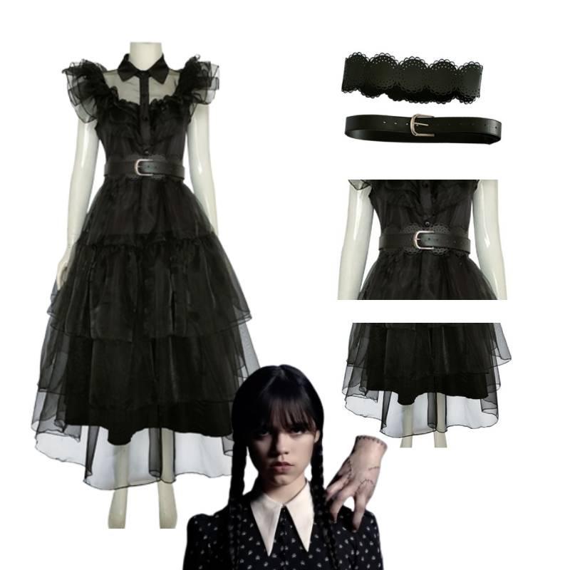 Addams Family Wednesday Costume Anime Ball Women Uniform Outfit Dress Suit