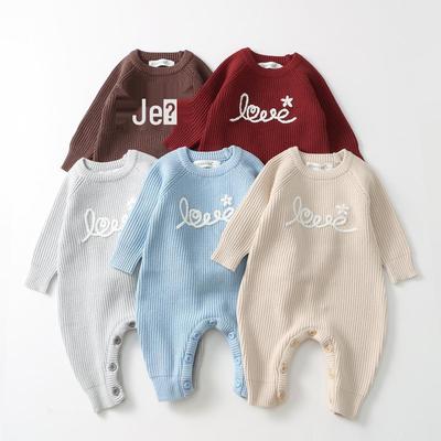 Jungen Frühling & Herbst Strick-Strampler - Roter Baby-Strampler & Pullover Set