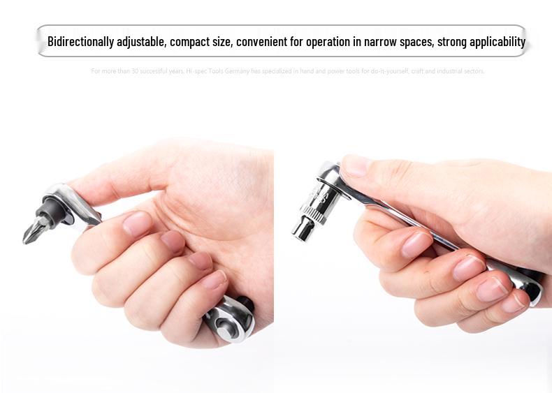 New Bi-Directional Mini Ratchet Wrench: 2-in-1 Socket & Screwdriver Handle