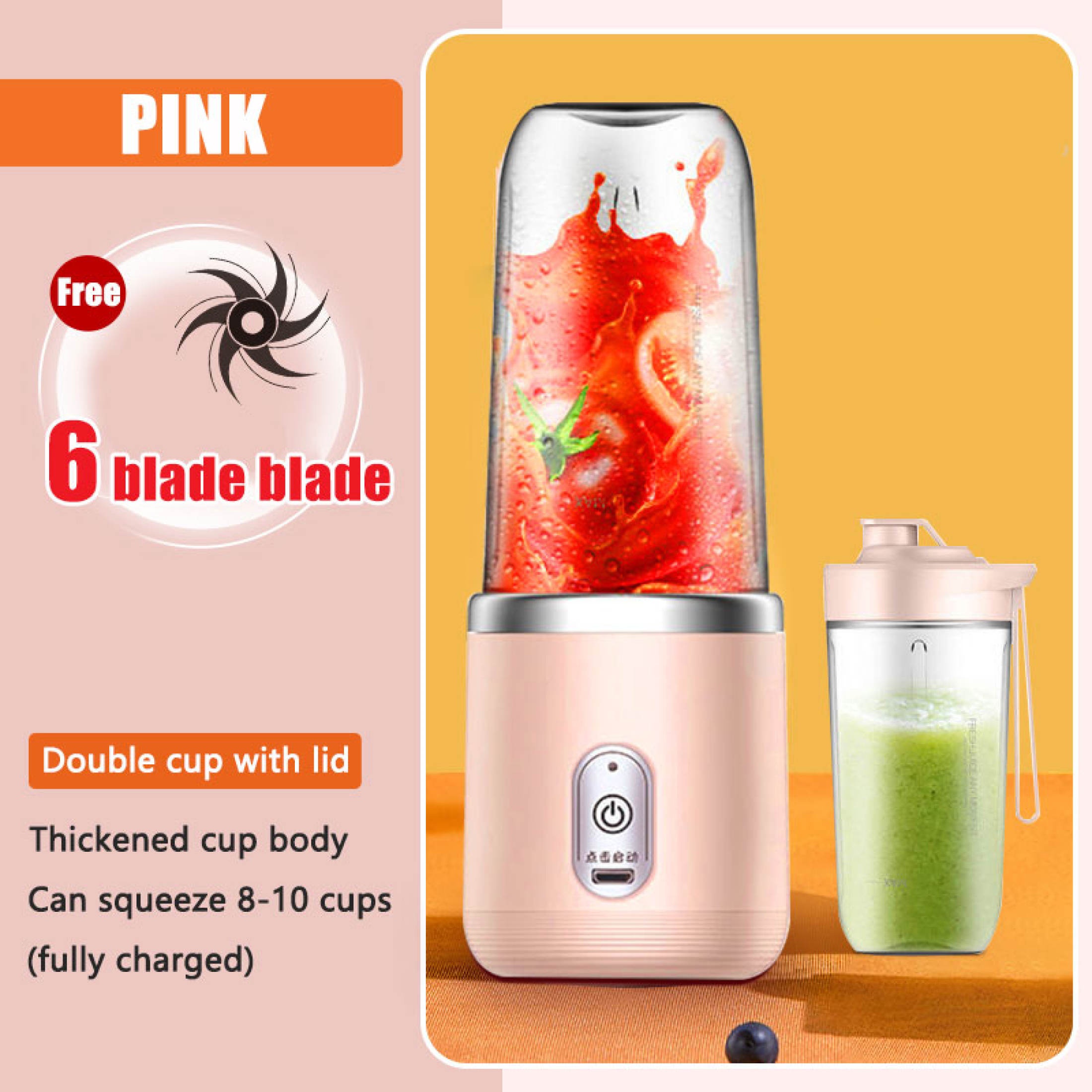 GLANXI Japan Juicer Portable small household multi-functional electric juicer can crush ice large capacity juicer Original Portable Blender 600ML розовый