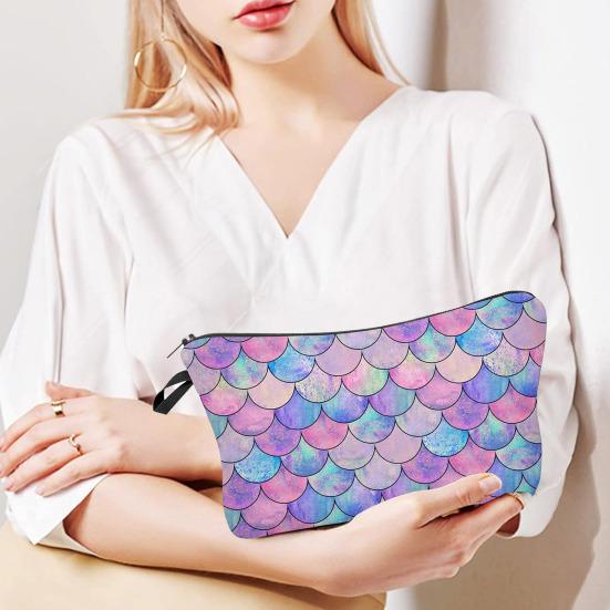 Cosmetic Bag Portable with Zipper Large Capacity Bag Floral Print Compact Travel Makeup Organizer for Cosmetics And Small