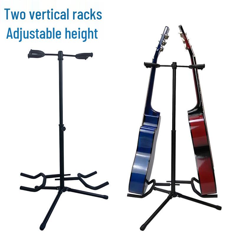

Adjustable Double Guitar Stand for Two Guitars, Fits Pipa and Ruan, with Two Positions and Adjustable Height Double Vertical Stand