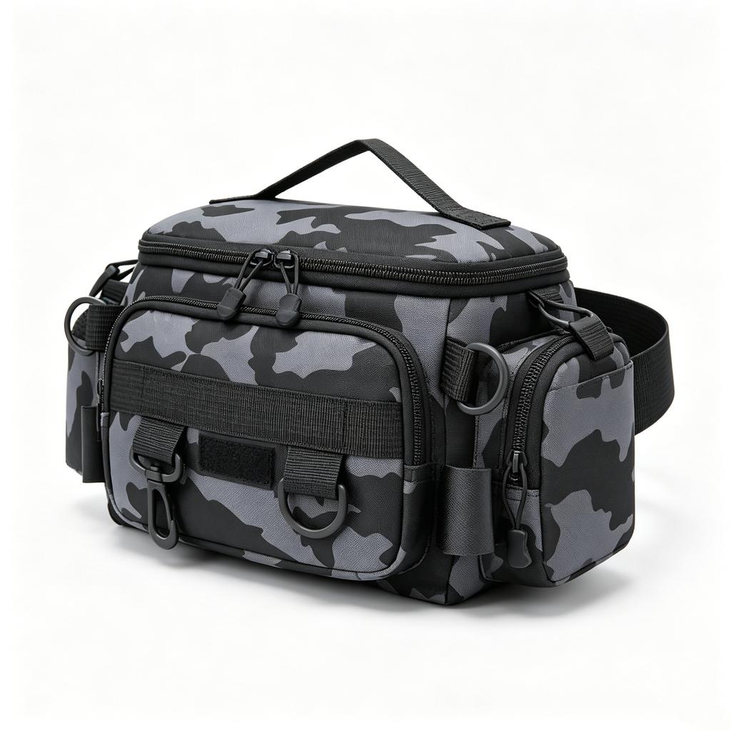 Fishing Tackle Single Shoulder Bag Storage Waist Bag, Outdoor Sports Bag With Fishing Rod Holder