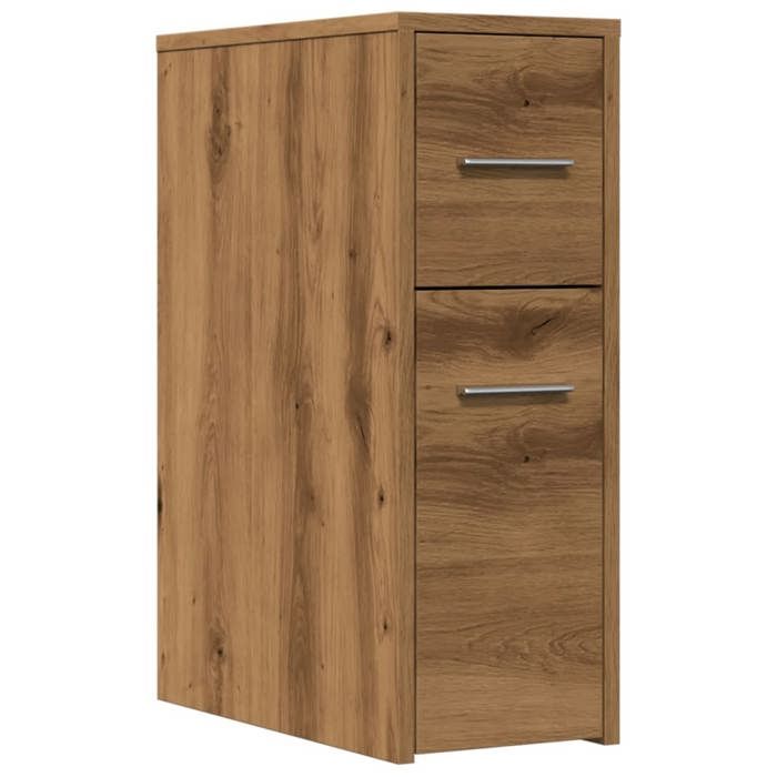 VidaXL Narrow Bathroom Cabinet with Casters Handcrafted Oak, Tall Bathroom Cabinet, Bathroom Storage 855285