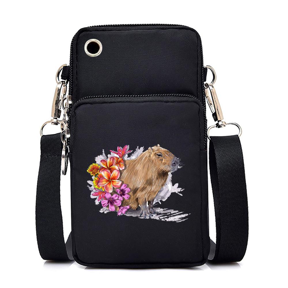 Cute Capybara Print Small Handbags Cartoon Women Crossbody Bags Harajuku Purse Shoulder Bag Teen Girls Mini Mobile Phone Bag