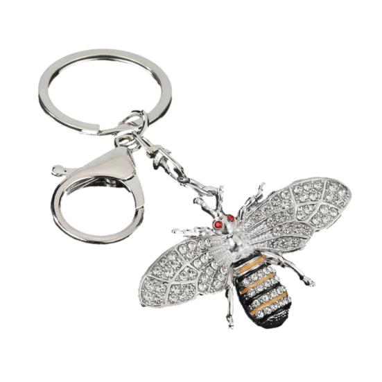 

Keychain Pendant Zinc Alloy Rhinestones Bee Shape Key Chain with Lobster Clasp Easy to Hang Key Holder Backpack Car Accessory