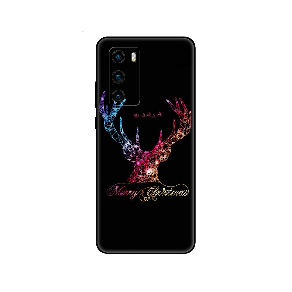 

Black tpu Case For Huawei P30 Lite P30 Pro P40 Case For Huawei P40 LITE E P Smart 2020 Case Cover Christmas Gift Santa huawei P40 lite