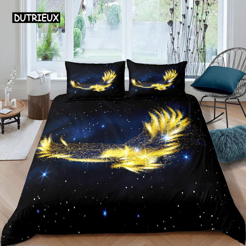 Phoenix Duvet Cover Set Queen Size Fire Phoenix Flying Above The Volcano Bedding Set Children Adult Soft Comfortable Quilt Cover