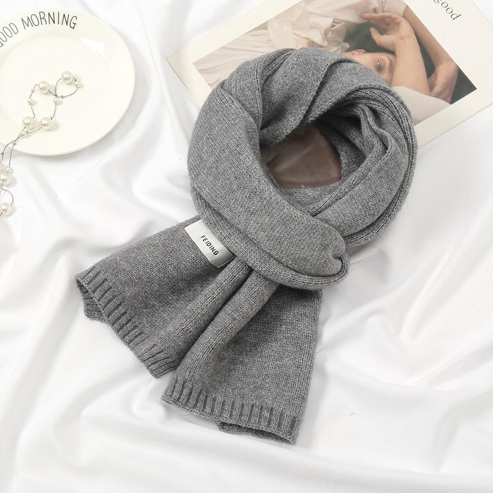 New Korean Style Knitted Scarf For Women Men Girls Students Autumn Winter Solid Thickened Scarves Soft Shawl Female Wrap Shawls