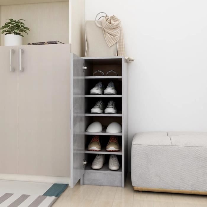 VidaXL Shoe Cabinet Concrete Grey 32x35x92 Cm Chipboard 808976