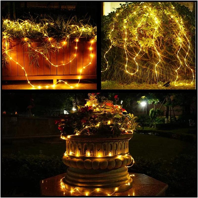 8 Modes Solar Rope Hose Lights Led String Lights For Garden Outdoor Street Wedding Christmas Patio Porch Pool Tree Decoration