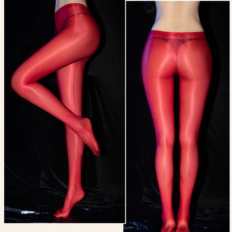 Women Tights Oil Shiny Stockings High Elastic Ultra-Thin Sexy Long Stockings Pantyhose Transparent Mesh Breathable Stockings