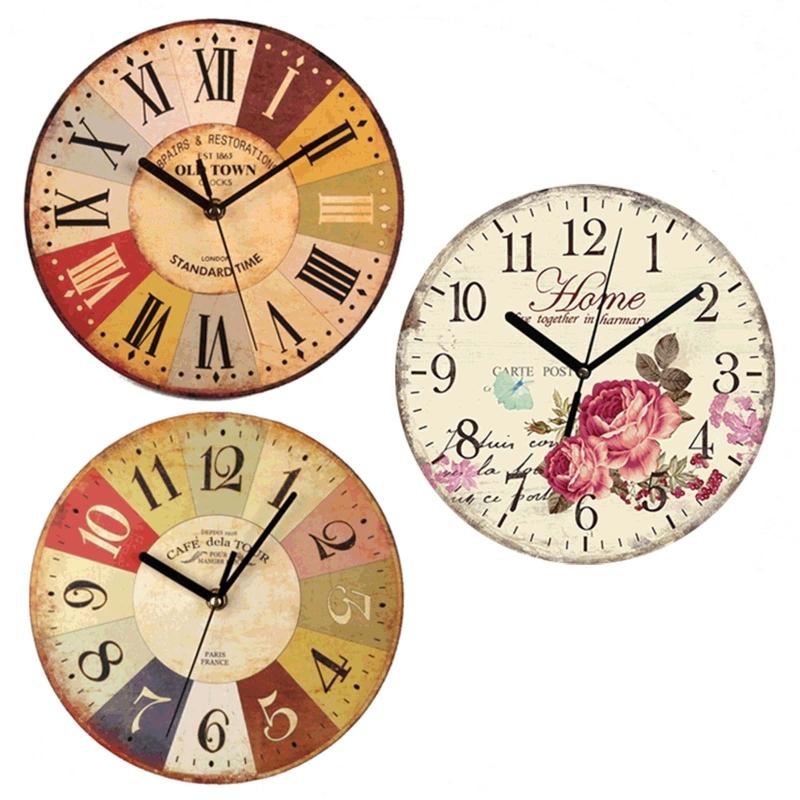 Wood Color Wall Clock Silent Non Ticking 9 Inch Battery Operated Round Easy To Read Clock for Home/Office/Kitchen