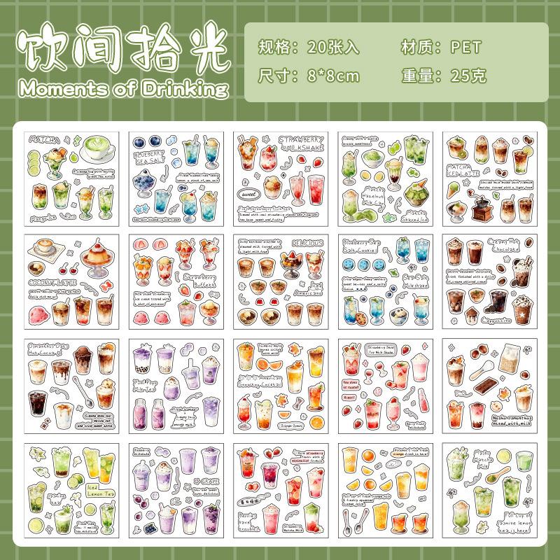 20sheets Kawaii Japanese Cuisine Style Die Cut Sticker Book DIY Diary Phone Case Scrapbook Cute Stationery Stickers