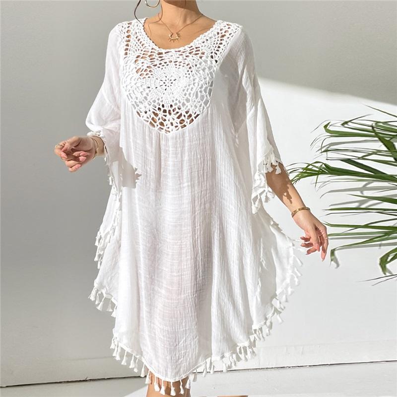 Beach Skirt Summer New Style Ladies Long Skirt Beach Blouse Crocheted Stitching Tassel Swimsuit Bikini Outer Wear