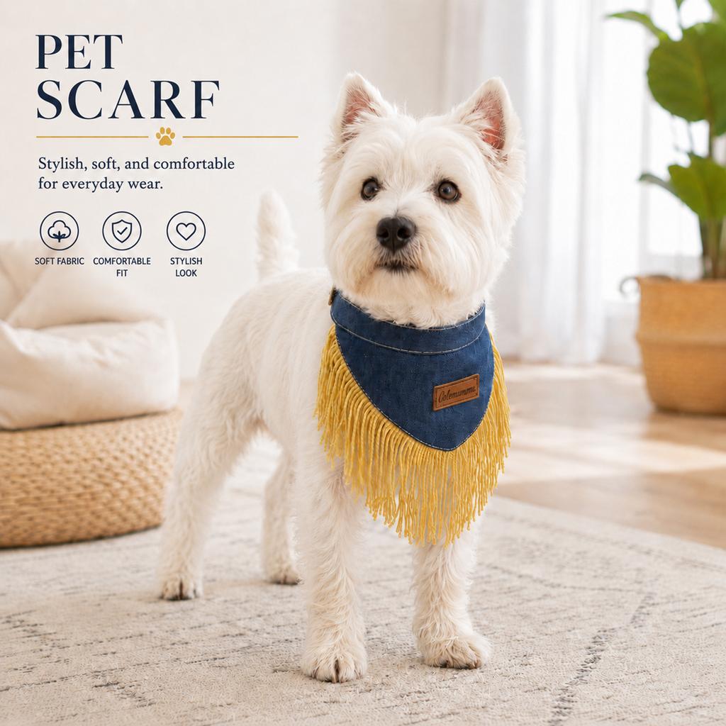 Pet Scarf Soft Skin-Friendly Comfortable Breathable Washable Adjustable Neck Size Anti-Frustration Dog Collar Pet Products