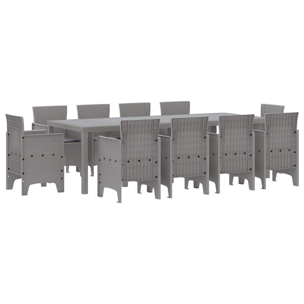 Garden Dining Set 11 pcs Light Gray Polypropylene