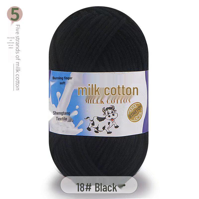Five-Strand Milk Cotton Yarn for Crochet: Medium-Thick, Hand-Knitted DIY Kit for Dolls, Shoes, Scarves.
