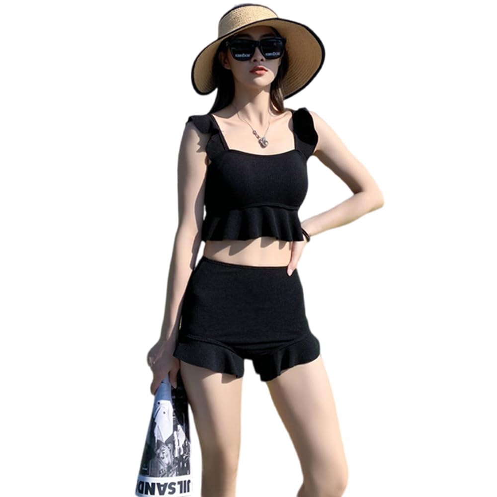 

Комплект купальника бикини бюстье [Akihee] Женский купальник, Закрытый, Танкини, Стиль, Комплект, Фитнес, Сексуальный, Стильный, Летний, Милый, Спортивный, Комплект, чёрный