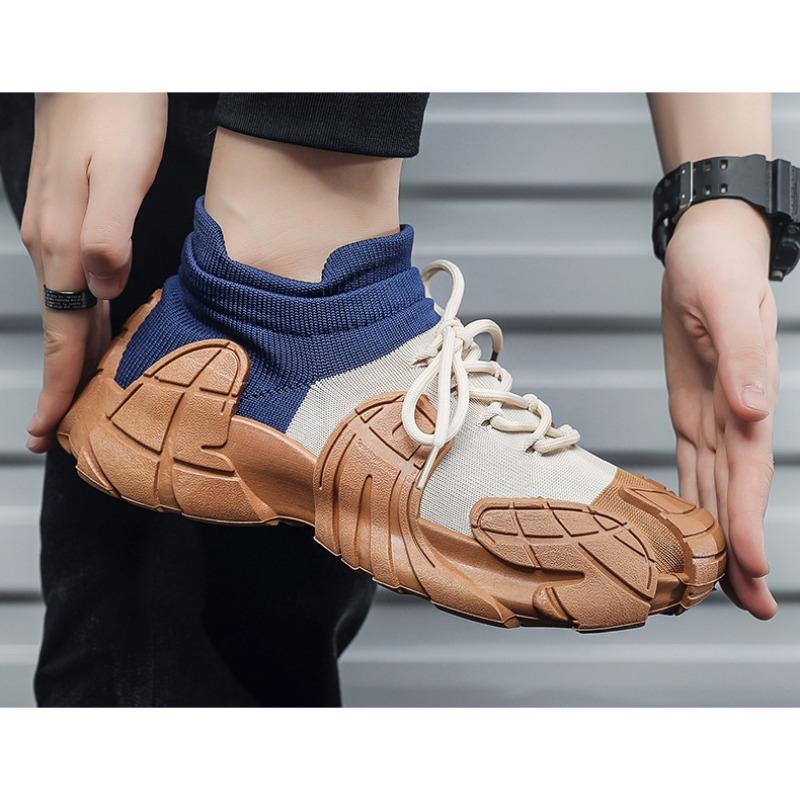 Men Fashion Colorblock Thick Sole Chunky Dad Sneakers Casual Sport Shoes