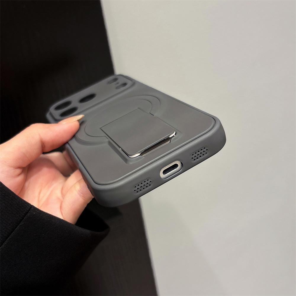 Hidden Folding Stand Magnetic Phone Case for IPhone 17 16 15 14 13 12 11 Pro Max Matte Frosted Shockproof Protection Back Cover