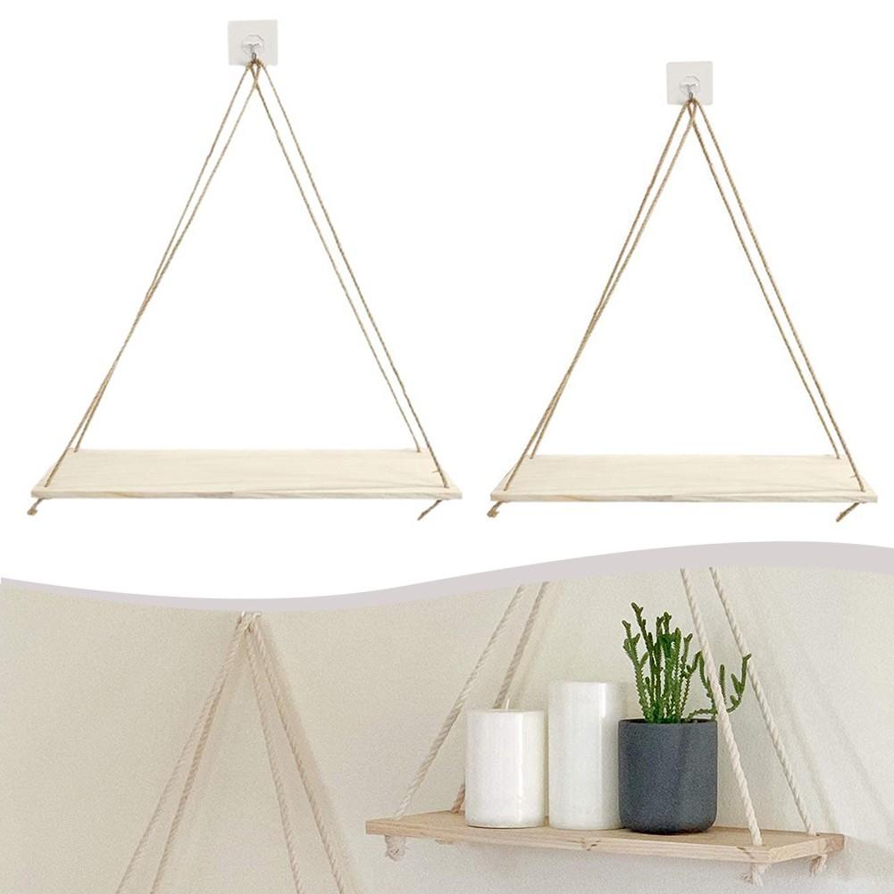 Hanging Shelves Set of 1 Rustic Design with Hooks for Easy Mounting