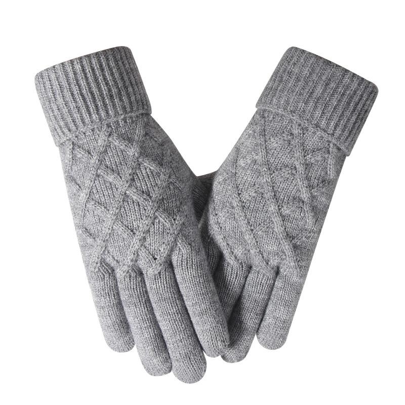 Knitted Gloves Winter Outdoor Cycling Gloves Cold-proof Women's Office Gloves Thickened Extended Warm Gloves
