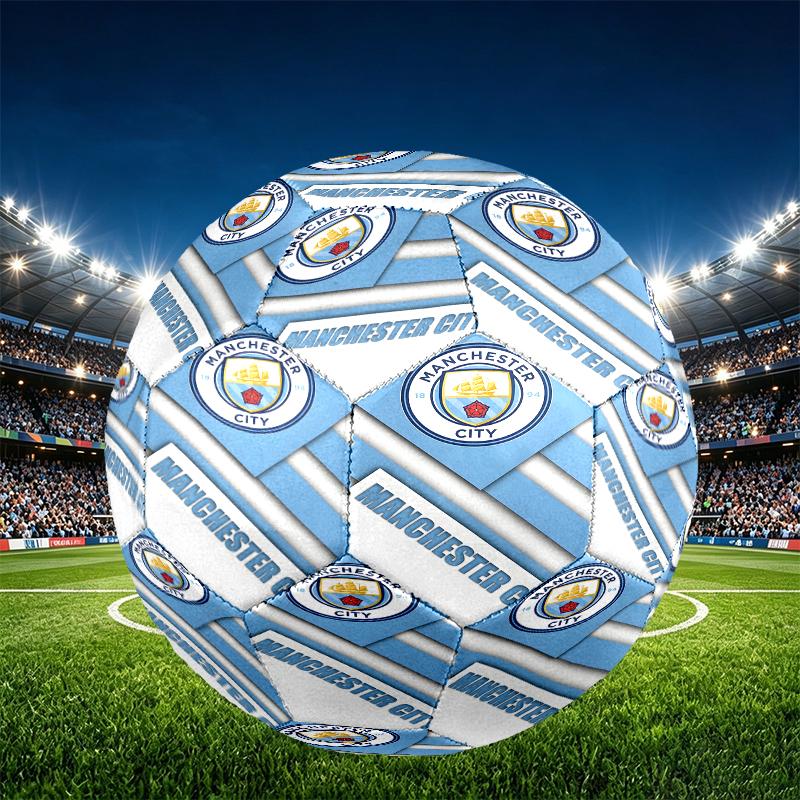 Manchester City FC Print Size 5 Soccer Ball, PU Wear Resistant Football for Match Training and Daily Practice, Birthday Gift for Soccer Fans
