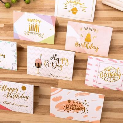 Colorful Folded Paper Birthday Party Invitation, 10pcs, Blank Inside, Customized Content, Greeting Cards