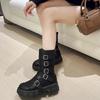 Fashion Women Shoes High Quality Zipper Women's Boots Autumn Round Toe Solid Middle Tube Platform Chunky Heels Large Size Fashion Boots