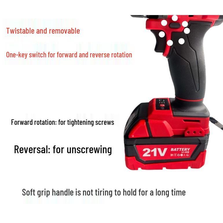 High-Power Brushless Lithium Electric Drill - Multi-Function Handheld Pistol Drill for Home Use