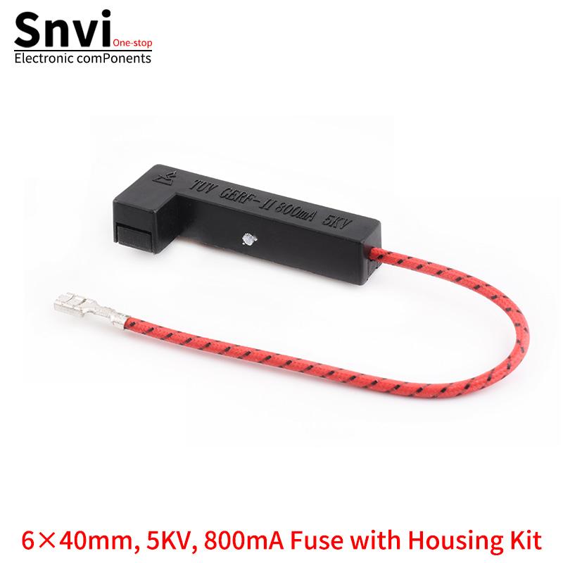 Microwave Oven High-Voltage Fuse with Housing Kit, 5KV, 0.65A-0.9A, Compatible with Midea & Galanz