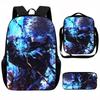 Set Zaino Scolastico Cartone Animato Anime Bambini Leggero Ergonomico Borsa a Spalla Doppia Con Portapranzo Astuccio Tessuto Oxford