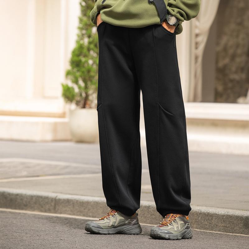 Li Ning CF Outdoor Lock Temperature Fleece Anti-Static Warm Waist-Defining Banana Pants Casual Pants Men pants AKLVB69-1