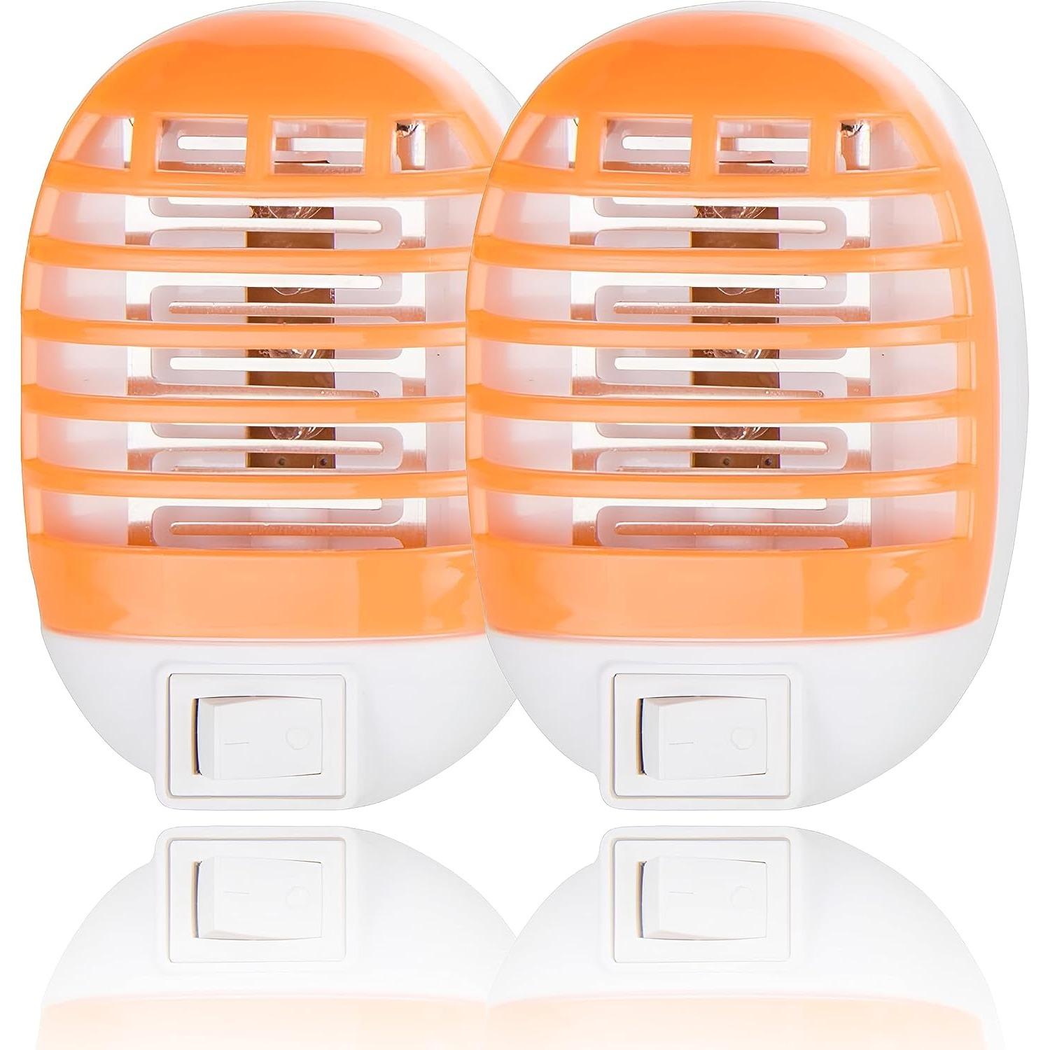 Fly Traps Indoor for Home PARSMIC Bug Zapper Mosquito Trap Electric Fly Swatter Racket Fly Zapper Fly Killer – Orange, 2 PCS 2PCS