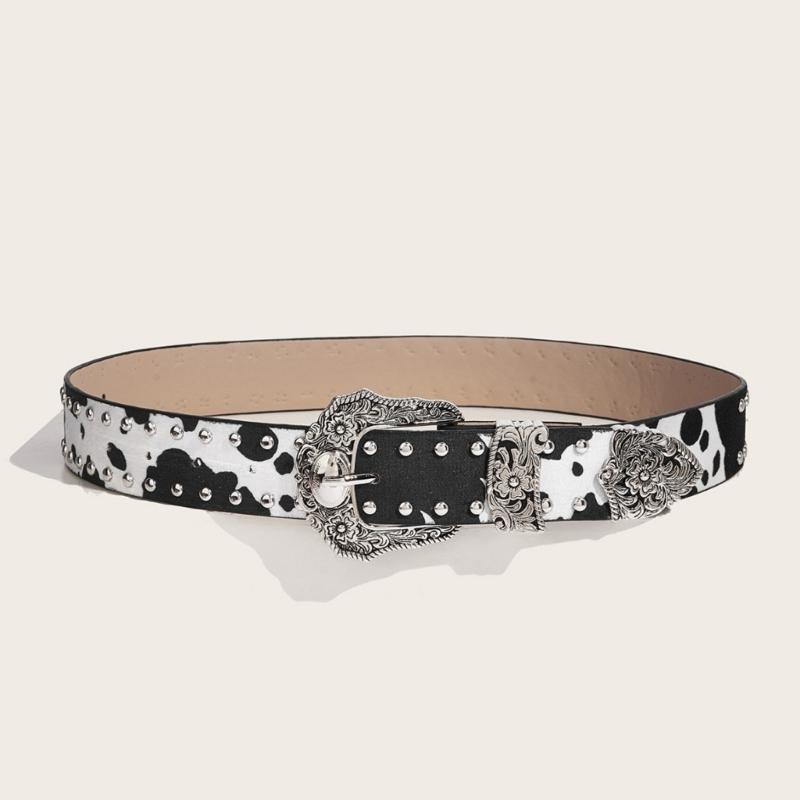 Edgy Punk Rock Women's Waist Belt For Jeans Buckles Charm PU Leather Adjustable Strap