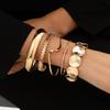 5Pcs/Set Gold Color Punk Geometry Multilayer Bangles Metal Women's Hand Bracelet  Jewelry Gifts
