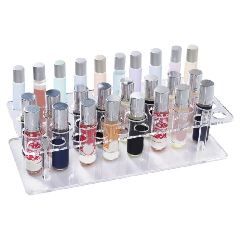 Modern Acrylic Cosmetic Shelf With 36 Compartments For Luxurious Perfumes Collection Organization
