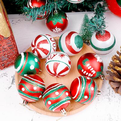 6 Stück Weihnachtskugel-Ornamente mit bemaltem Weihnachtsbaum-Hängeanhänger Neujahrsgeschenke für 2024 Weihnachts-Navidad-Partydekoration