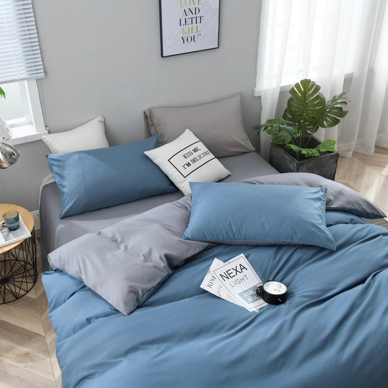 Soft Brushed Microfiber Bedding Set 4PCS Solid Color Minimalist Nordic Style Queen King Size