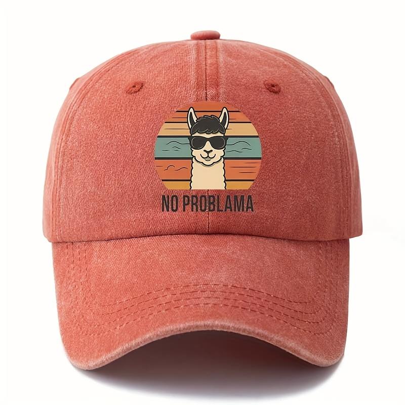 

Unisex and feUnisex cartoon alpaca baseball cap with curved brim suitable for outdoor activities such as camping and travel Adjustable