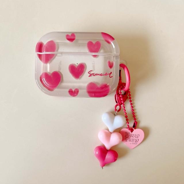 Ins Sweet Love Red Heart Keychain Imd Jane Earphone Case For Apple Airpod 1 2 Pro 2nd 3 Wireless Bluetooth Charging Box Cover
