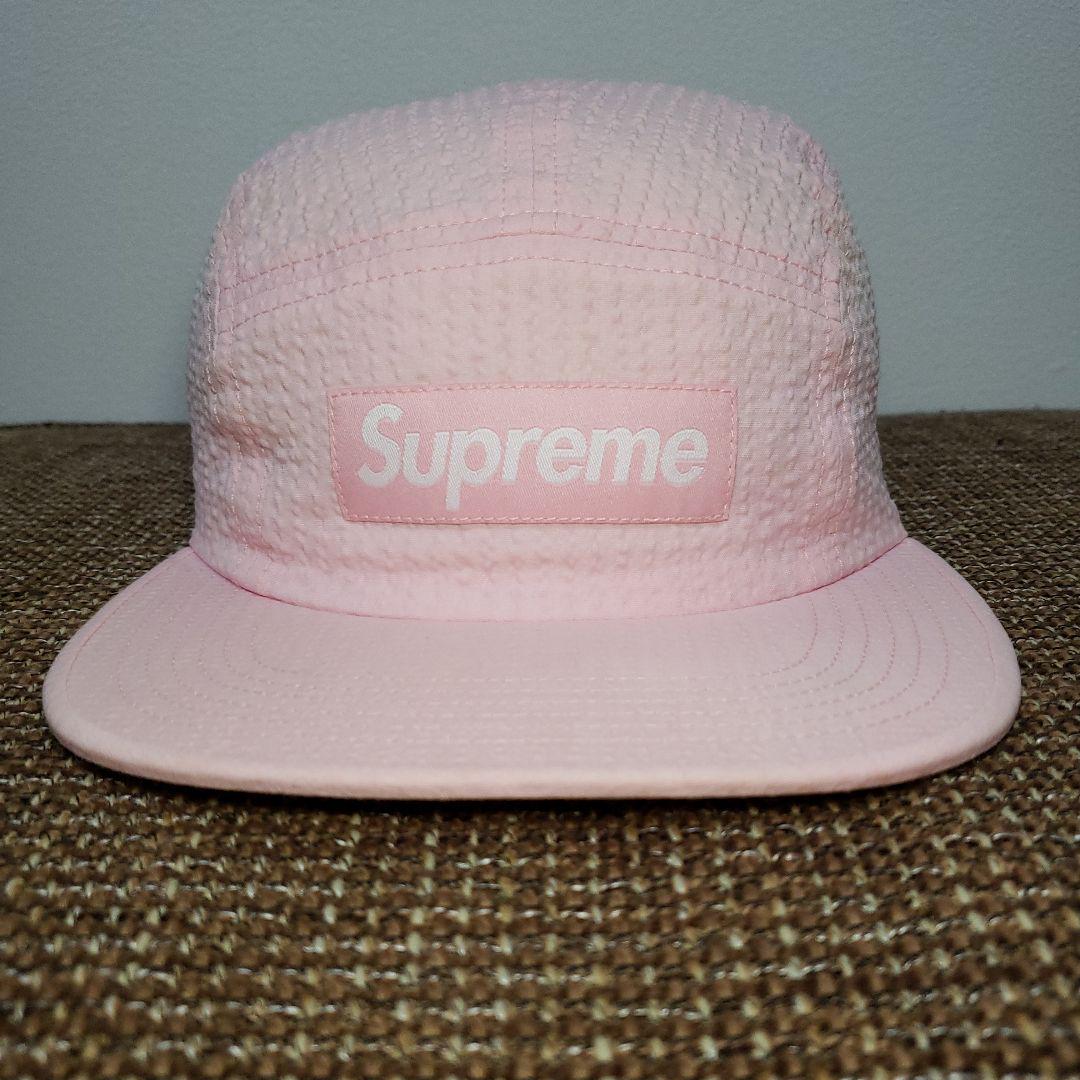

[USED] Supreme Tonal Seersucker Camp Cap Pink Summer