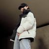 Li Ning Hot Pot Down Jacket Series Color Block Zipper Stand Collar Comfortable Breathable Loose Down Jacket Unisex Outerwear Off-White AYMV855-2